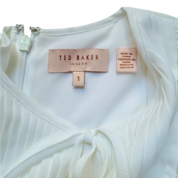 Ted Baker Romanna White Floral Pleat Dress Sz 1/US 4 - Picture 5 of 7